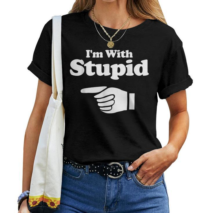 I'm With Stupid Pair Couple Brother Sister Women T-shirt