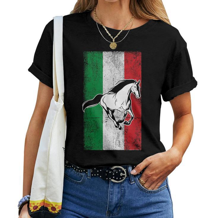 Italian Flag Patriotic Horse Horseback Riding Equestrian Women T-shirt
