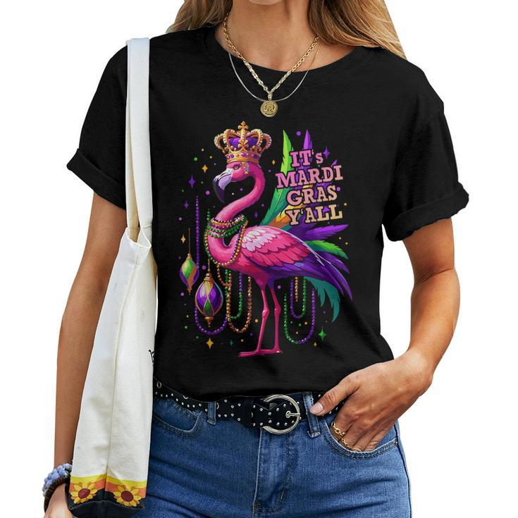 Its Mardi Gras Y'all Flamingo Costume Girls Mardi Gras Women T-shirt