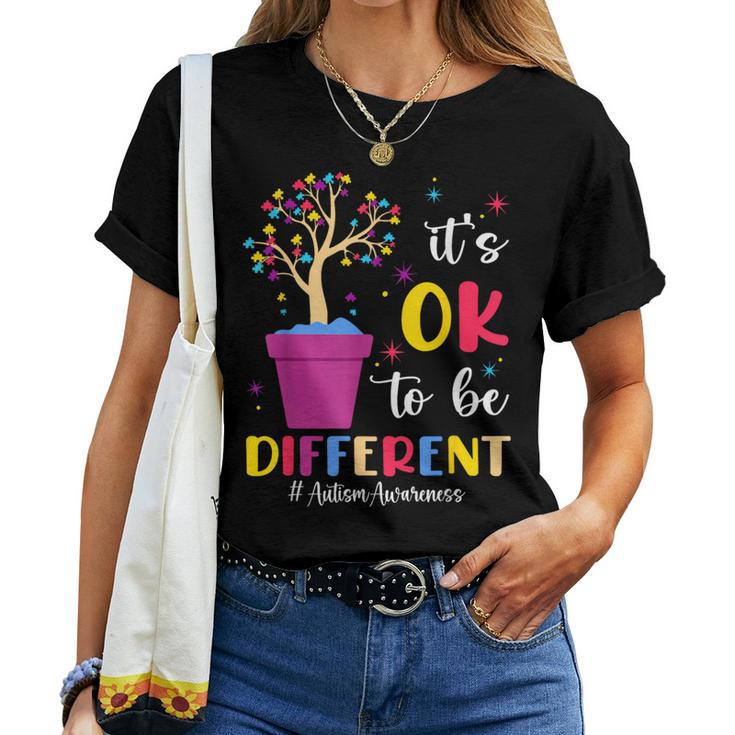 It's Ok To Be Different Plant Pot Autism Awareness Women T-shirt