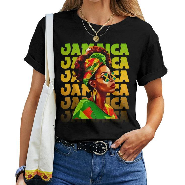 Jamaican Black Woman Melanin Jamaican Girl Afro Hair Pride Women T-shirt