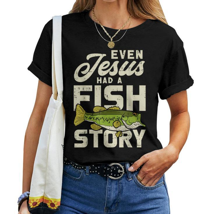 Jesus Fish Story Fisherman God Christ Fishing Christian Women T-shirt