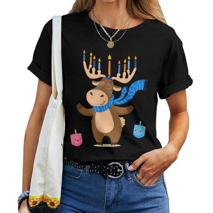 Jewish Moose Hanukkah Moose Girl Pajamas Women T-shirt