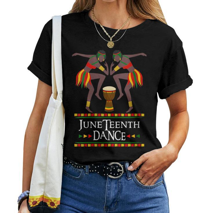 Junenth Dance American African Dancer With Djembe Drum Women T-shirt