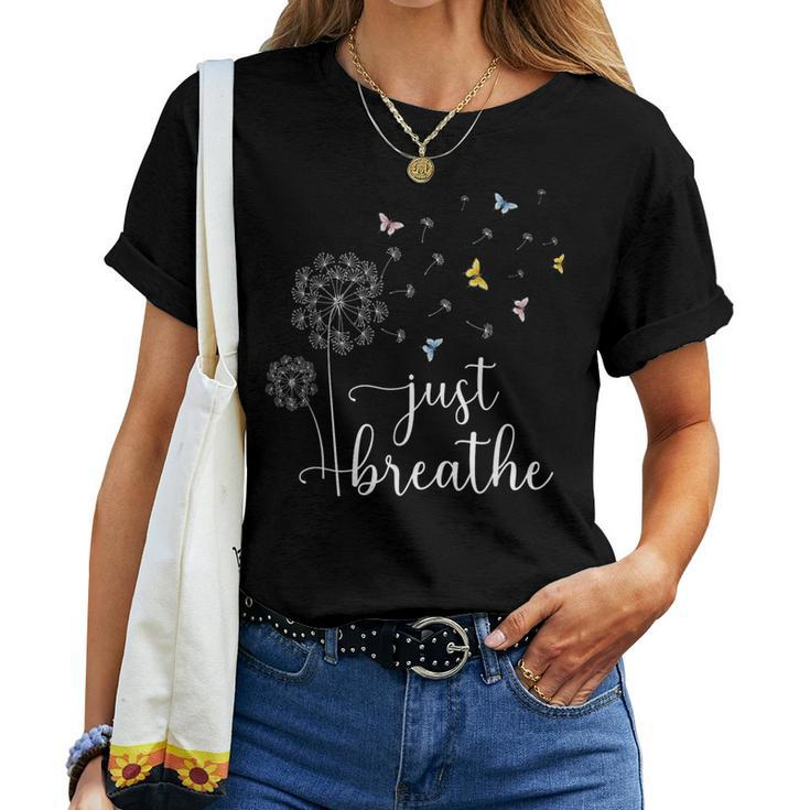 Just Breathe Dandelion And Buterflies Summer Top Women T-shirt