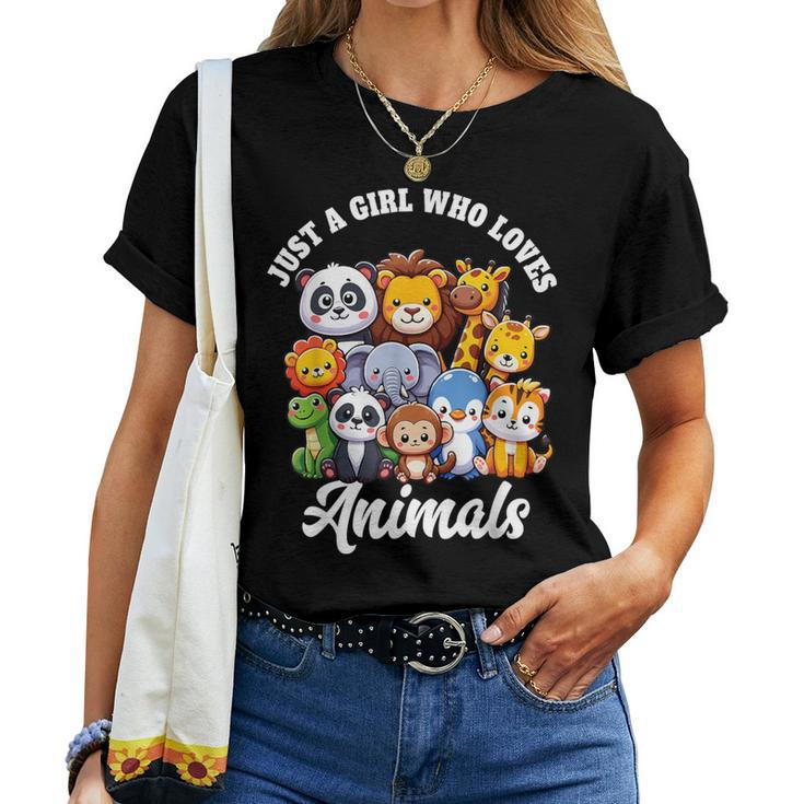 Just A Girl Who Loves Animals Wild Cute Zoo Animals Girls Women T-shirt