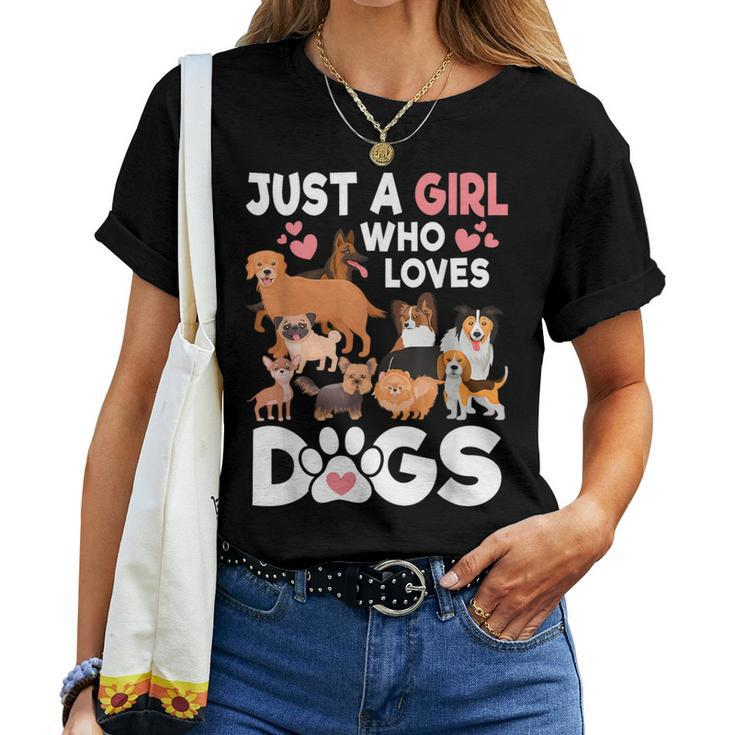 Just A Girl Who Loves Dogs Cute Dog Lover Women T-shirt