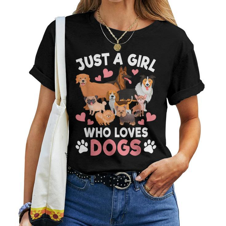 Just A Girl Who Loves Dogs Puppy Dog Lover Girls Toddlers Women T-shirt
