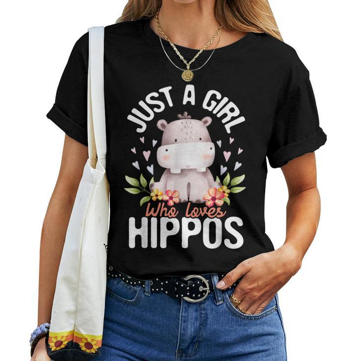 Just A Girl Who Loves Hippos Hippopotamus Hippo Lover Women T-shirt