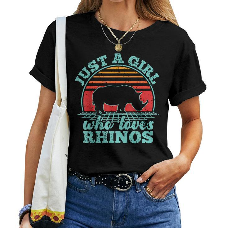 Just A Girl Who Loves Rhinos Retro Vintage Style Women Women T-shirt