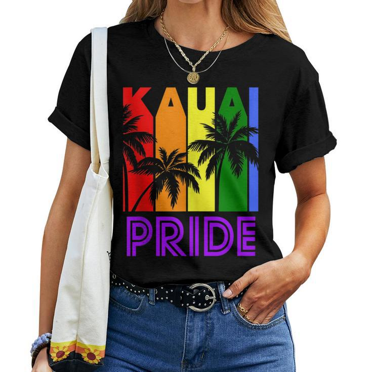 Kauai Pride Gay Pride Lgbtq Rainbow Palm Trees Women T-shirt
