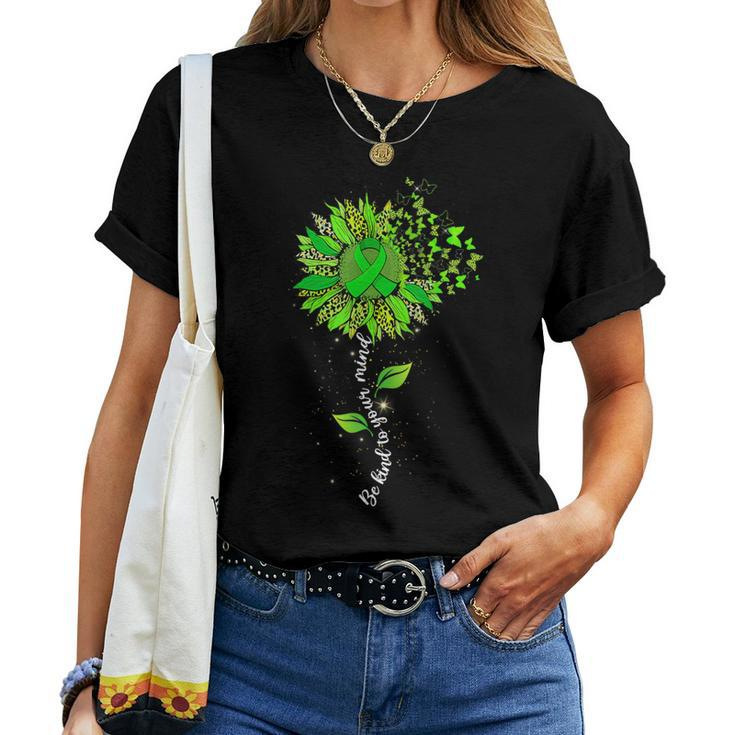 Be Kind To Your Mind Leopard Sunflower Mental Health Matters Women T-shirt