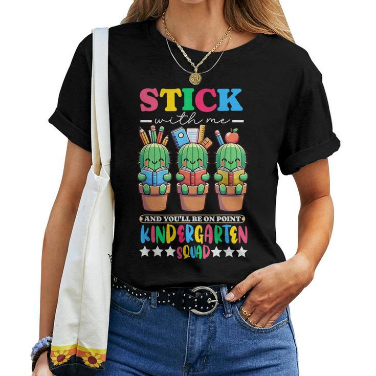 Kindergarten Squad Cactus Teacher Team Back First Day School Women T-shirt