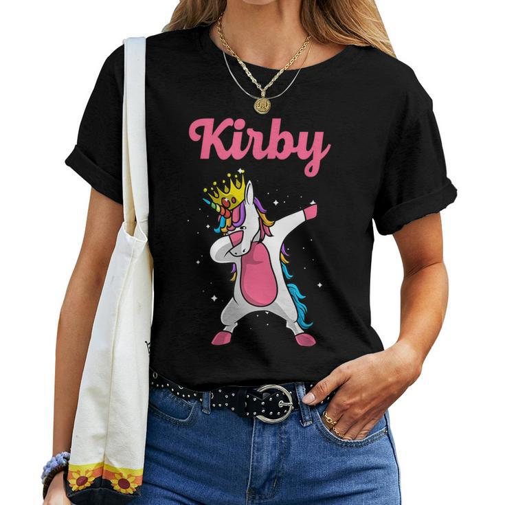 Kirby Name Personalized Birthday Dabbing Unicorn Queen Women T-shirt