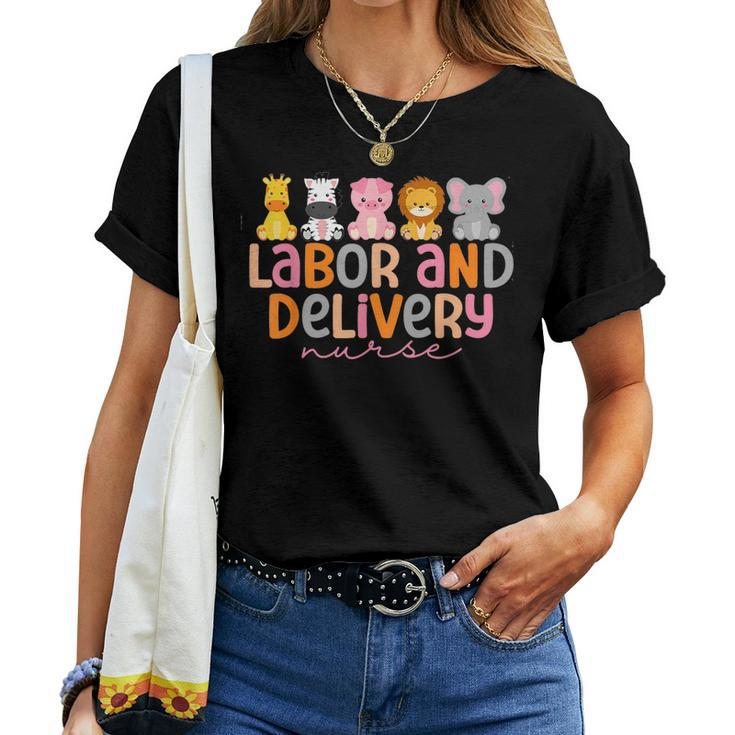 Labor And Delivery Nurse Safari Animals L&D Nurse Graduation Women T-shirt