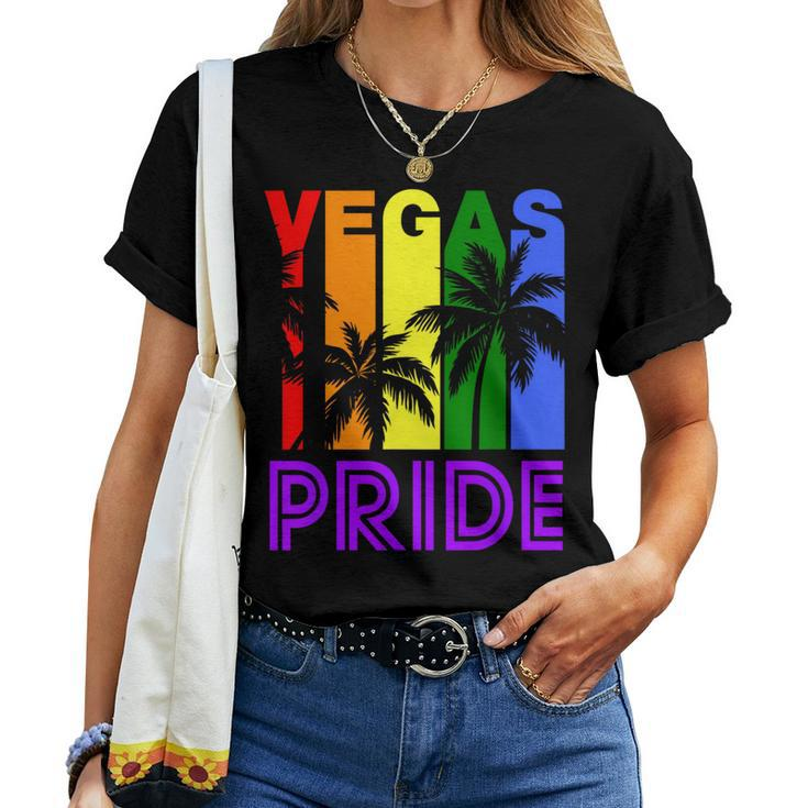 Las Vegas Pride Gay Pride Lgbtq Rainbow Palm Trees Women T-shirt