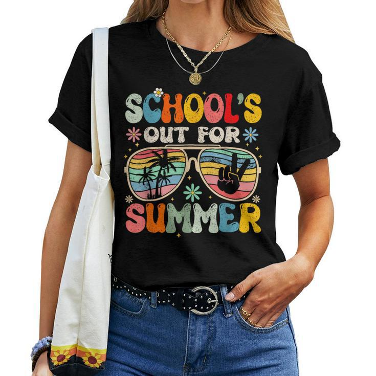 Last Day Of School Groovy School's Out For Summer Teacher Women T-shirt