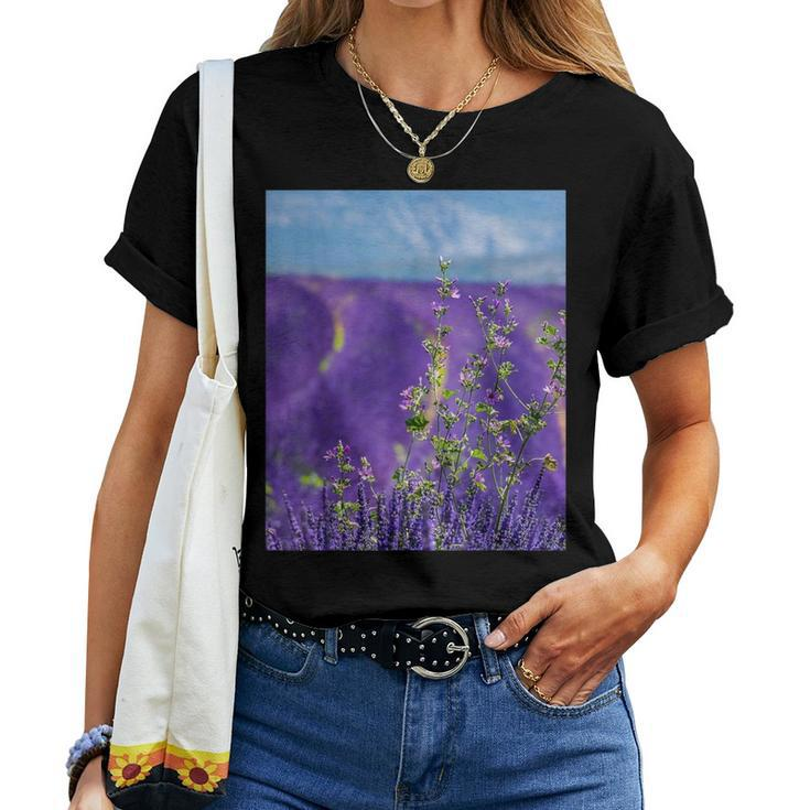 Lavender Purple Flower Field Women T-shirt