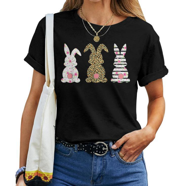 Leopard Bunny Easter Rabbit Happy Easter Day Girls Kid Women T-shirt