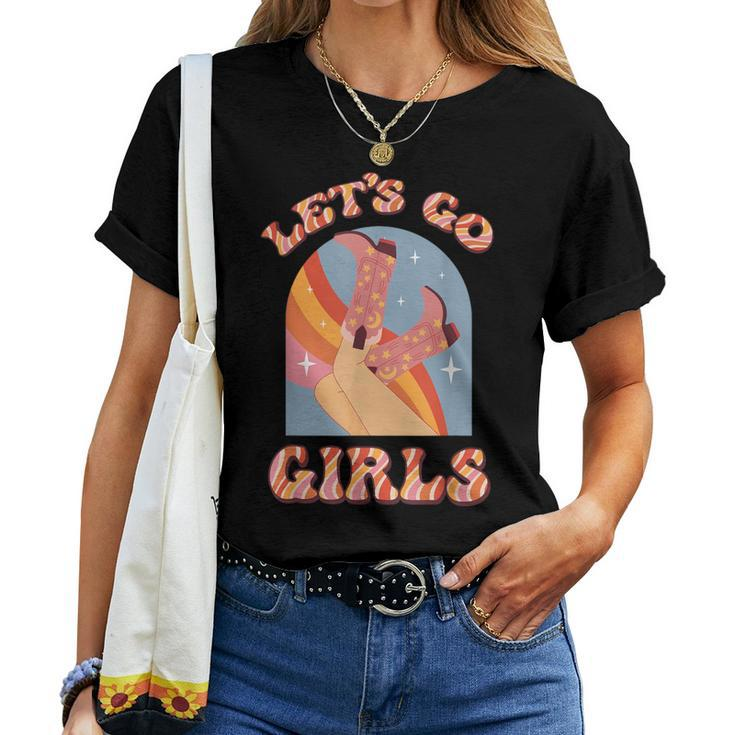 Let's Go Girls Vintage Western Country Cowgirl Boot Southern Women T-shirt