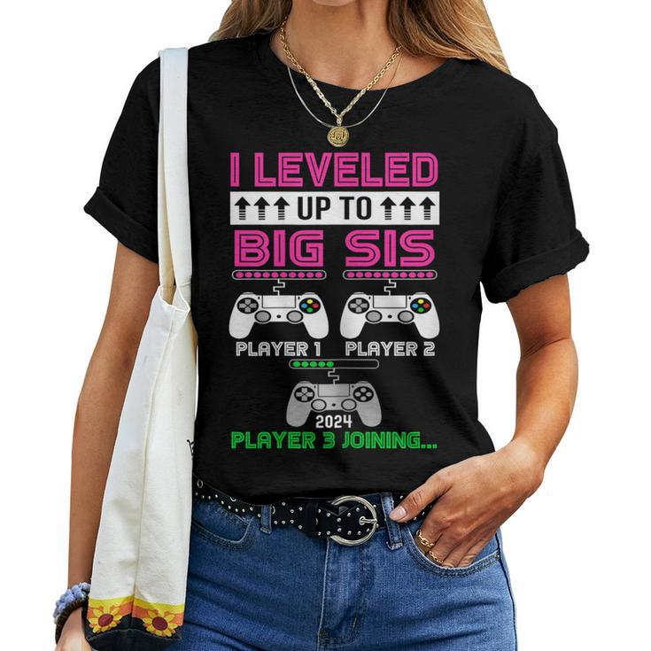 Leveled Up To Big Sister Again 2024 Promoted To Big Sister Women T-shirt