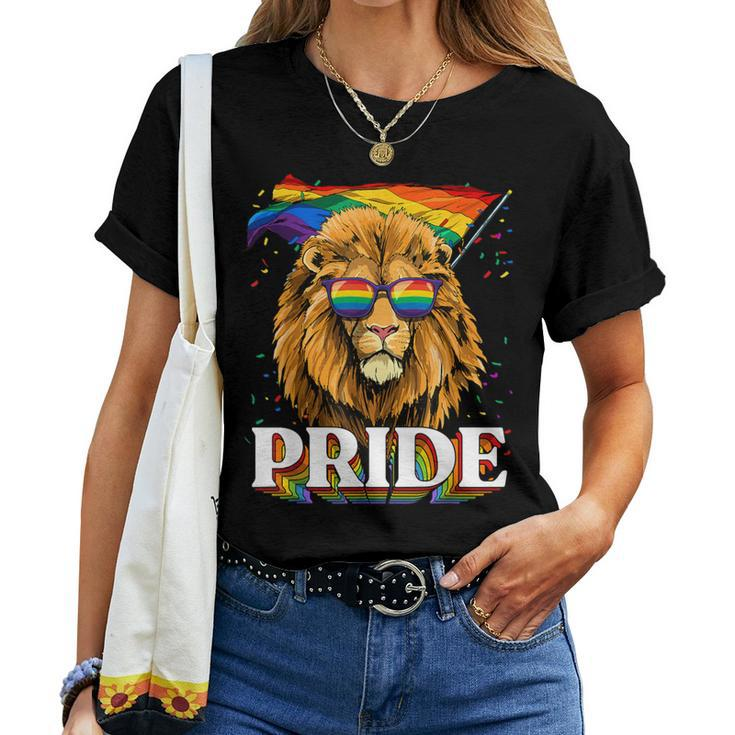 Lgbt Lion Gay Pride Lgbtq Rainbow Flag Sunglasses Women T-shirt