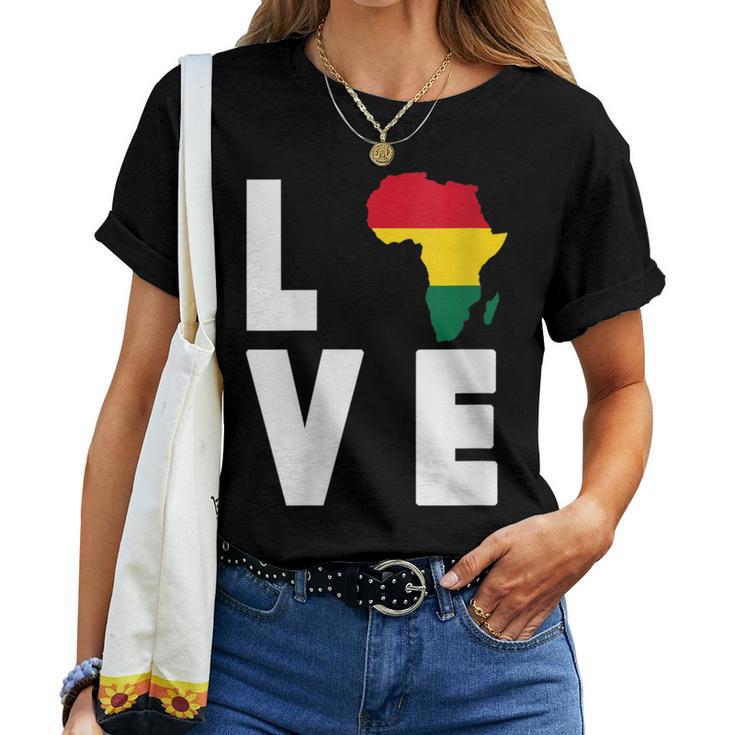 Love Africa Map Afrikan Pride African Diaspora Ancestry Ryg Women T-shirt