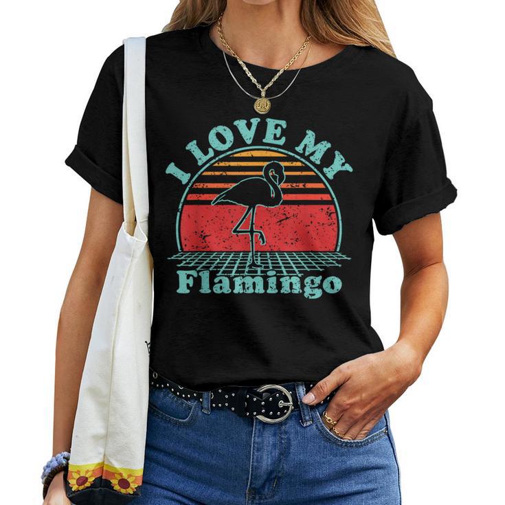 I Love My Flamingo Vintage 80S Style Women T-shirt