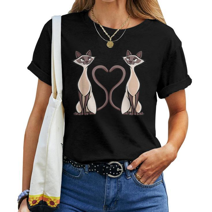 Love Siamese Cat Heart Kitten Cat Girl Women Women T-shirt