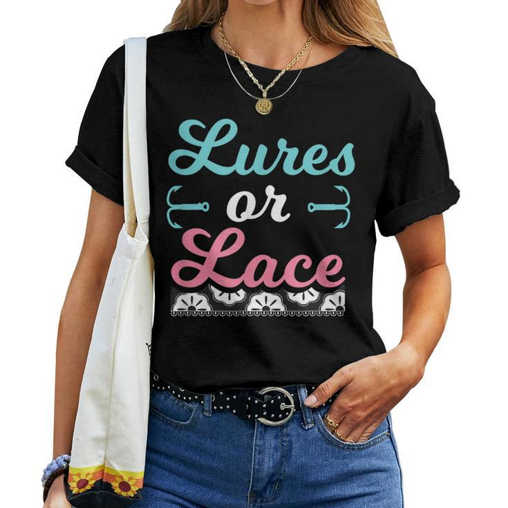 Lures Or Lace Pregnancy Gender Reveal Boy Or Girl Women T-shirt