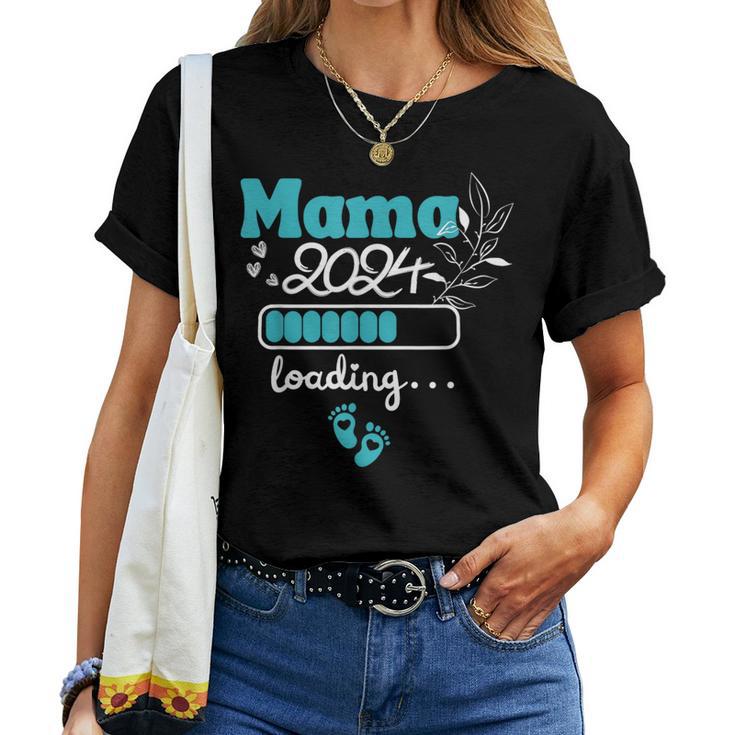 Mama 2024 Loading Geschenkideen Werdende Mama Für Muttertag T-shirt Frauen