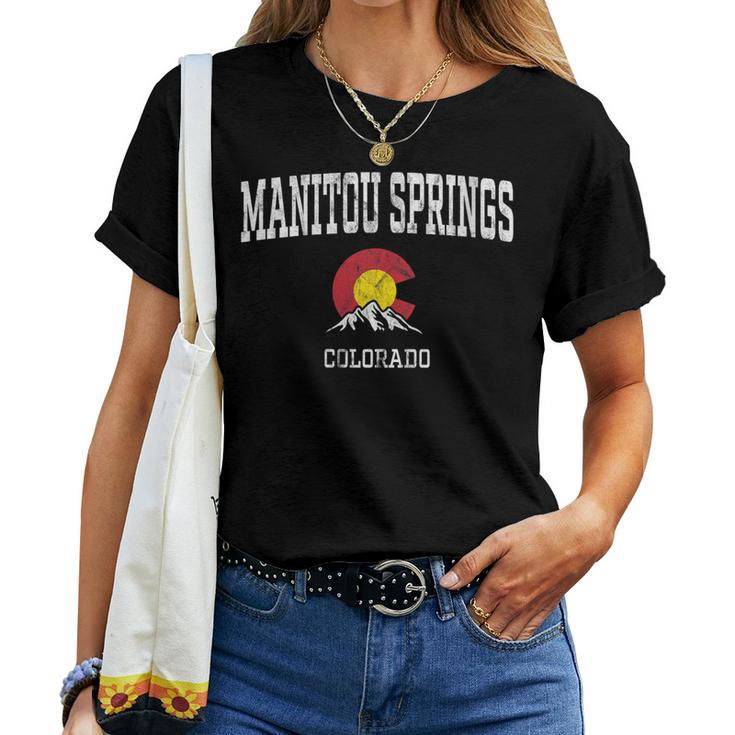 Manitou Springs Colorado Vintage Athletic Mountains Women T-shirt