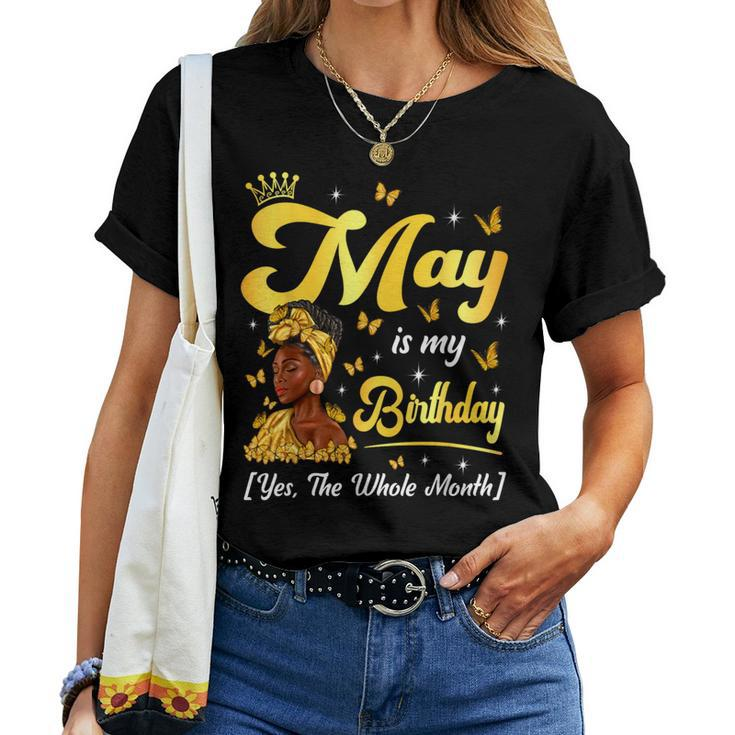 May Is My Birthday African American Woman Birthday Queen Women T-shirt