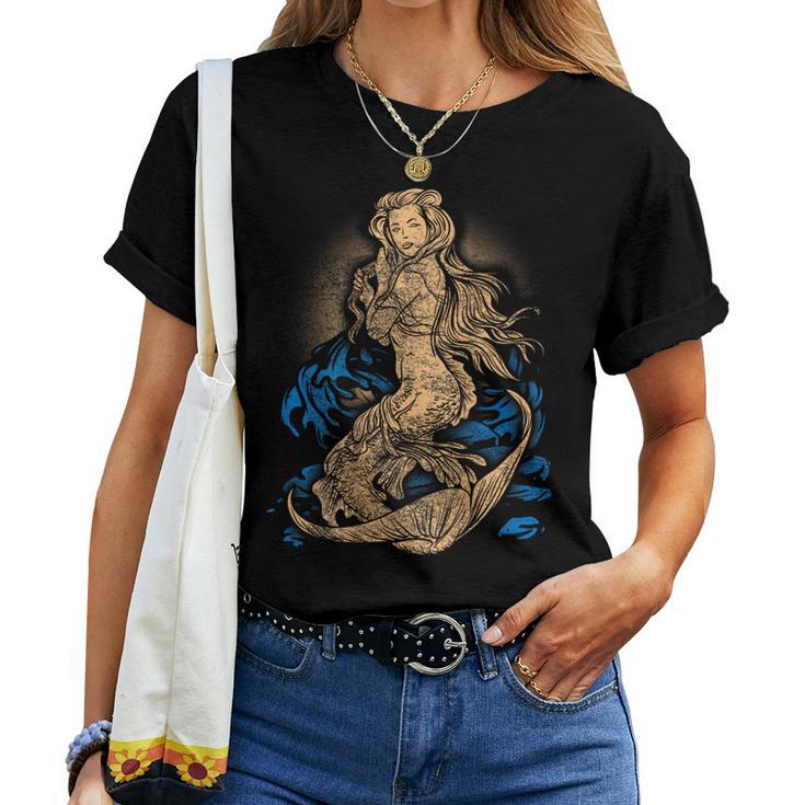 Mermaid Vintage Tattoo Ink Veteran Pin Up Girl Sexy Women T-shirt