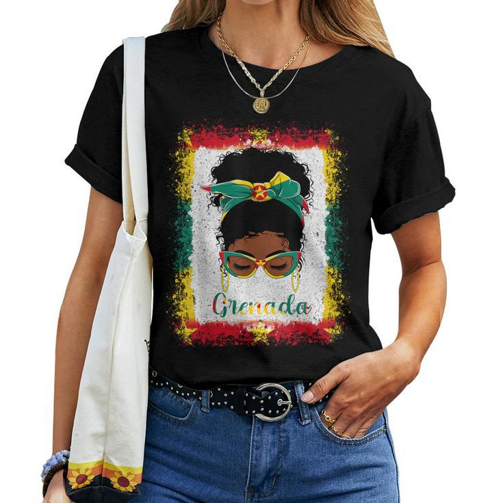 Messy Bun Grenada Flag Woman Girl Women T-shirt