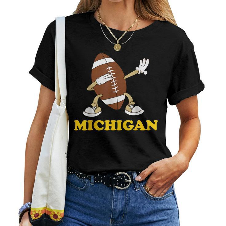 Michigan Yellow Blue Mi Foot Ball Michigan Women T-shirt