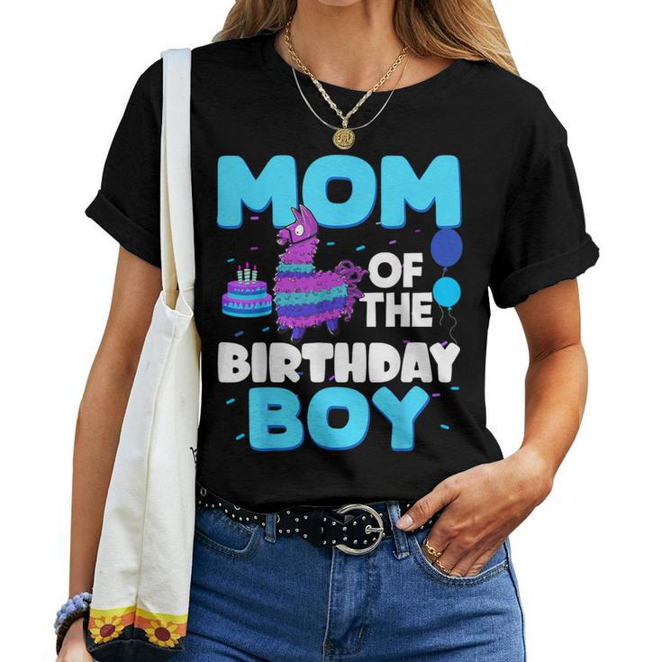 Mom Of The Birthday Boy Llama Mom And Dad Family Party Women T-shirt