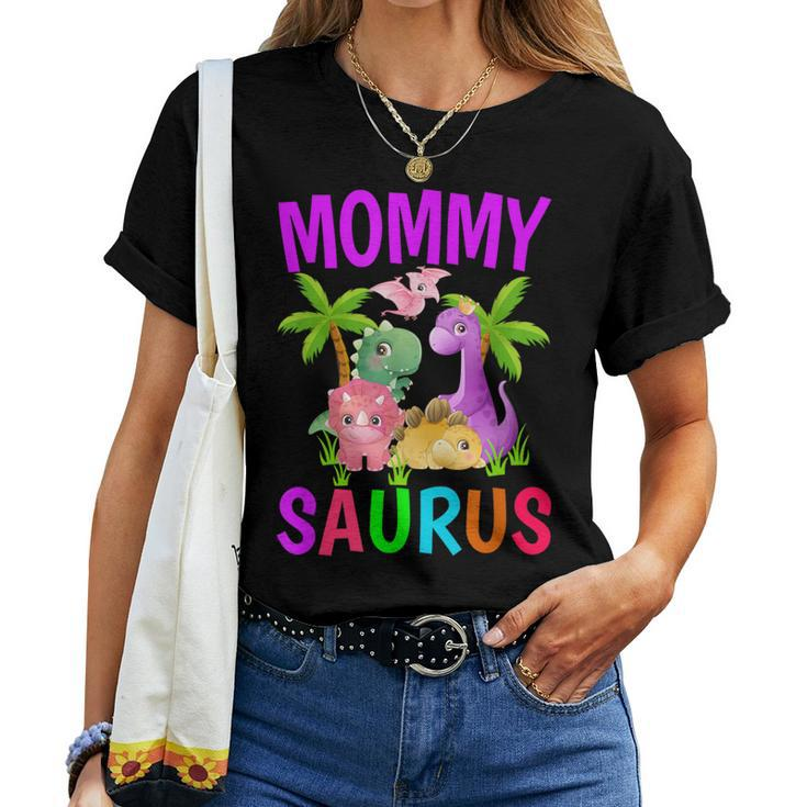 Mommy Saurus Birthday Boy Mom Dinosaur First Birthday Women T-shirt