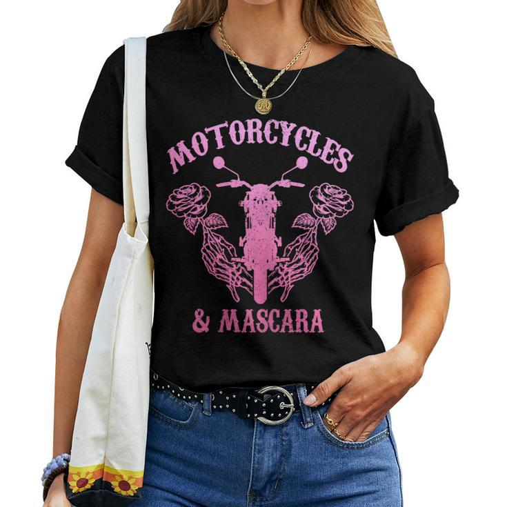 Motorcycles & Mascara Biker Girl Pink Vintage Women T-shirt