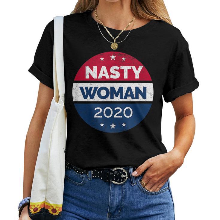 Nasty Woman 2020 Vintage Vote Button Kamala Harris Women T-shirt