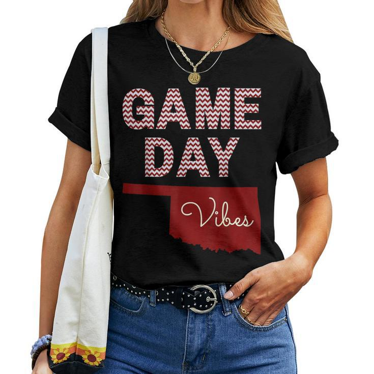 Oklahoma Football Game Day Vibes Fall Tailgate Women T-shirt