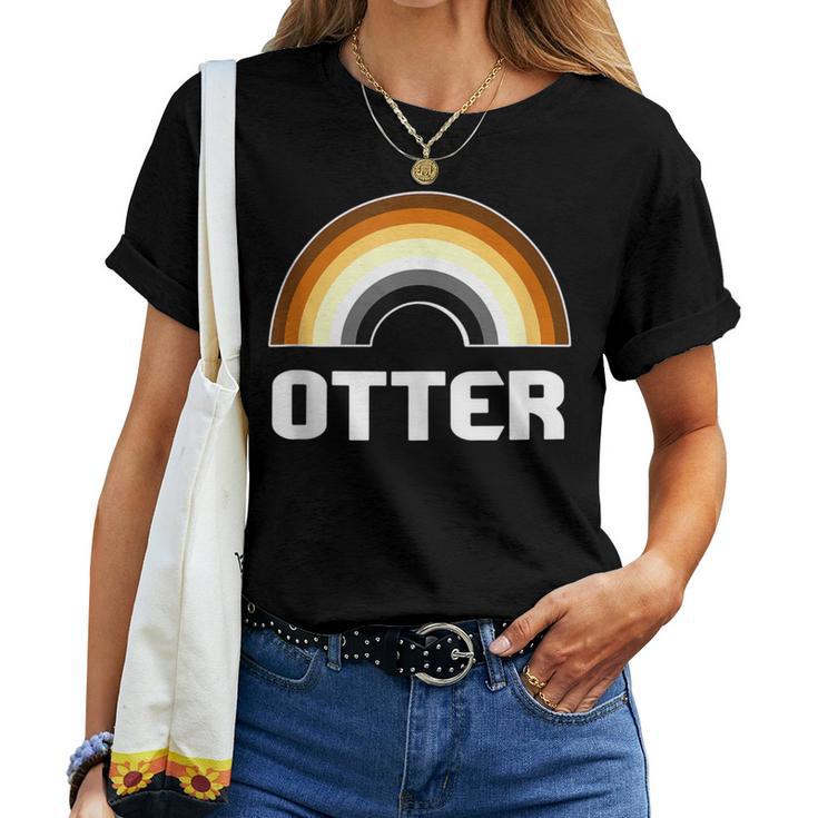 Otter Rainbow Gay Bear Lgbt Gay Pride Bear Wolf Women T-shirt