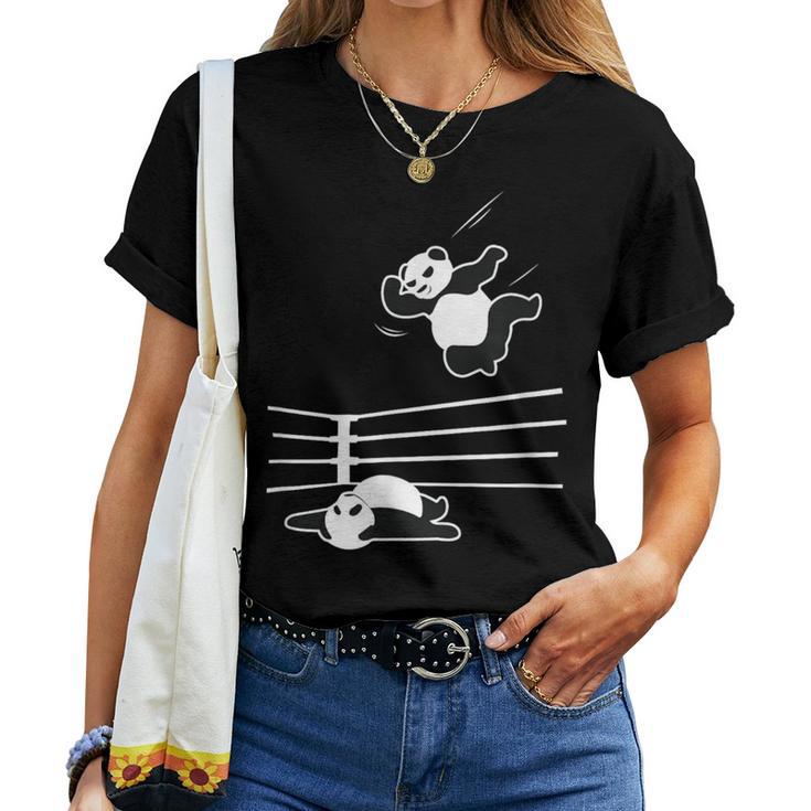 Panda Bear Wrestling  Panda Women T-shirt