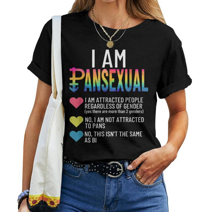 I Am Pansexual Lgbtqia Pride Rainbow Hearts Definition Short Sleeve Women T-shirt