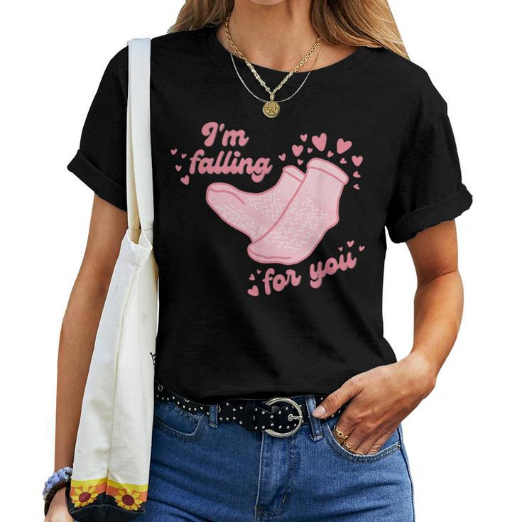 Pct Valentine's Day Cna Fall Risk Falling For You Healthcare Women T-shirt