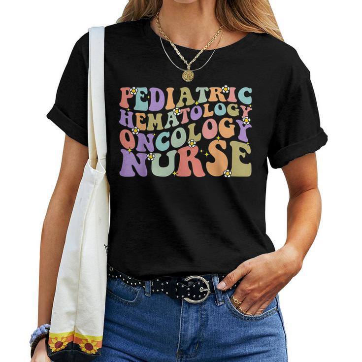 Pediatric Hematology Oncology Nurse Groovy Peds Hem Onc Women T-shirt