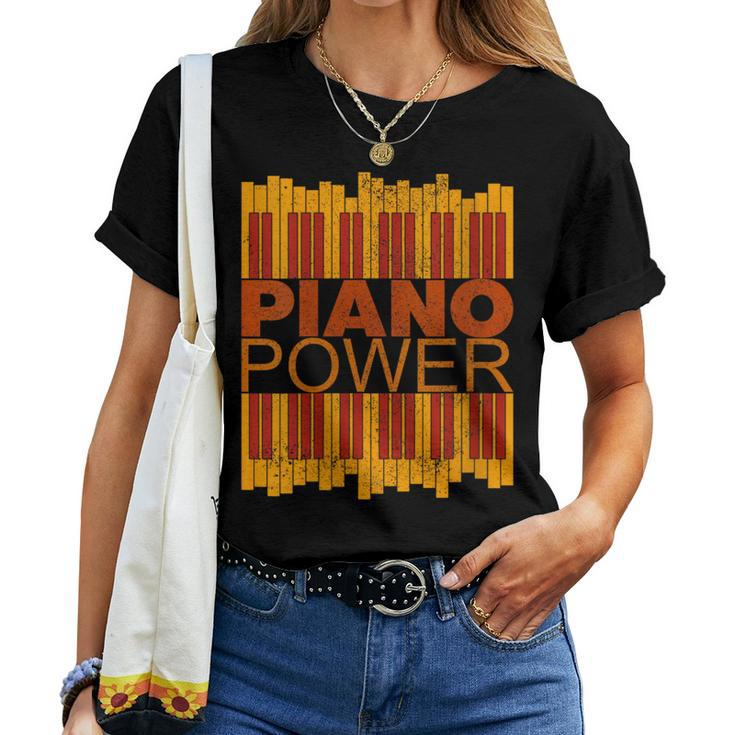 Piano Power With Key Of Piano With Vintage Colors Women T-shirt