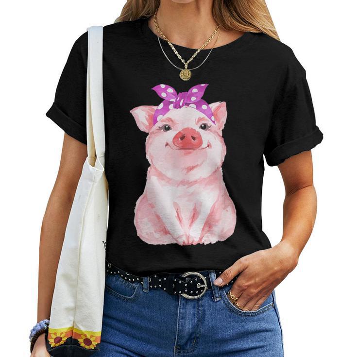 Pig With Bandana For Girl And Women Women T-shirt