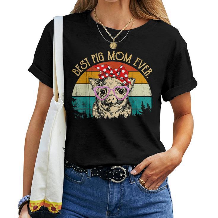 Pig Vintage Retro Style Mother's Day Best Pig Mom Ever Women T-shirt