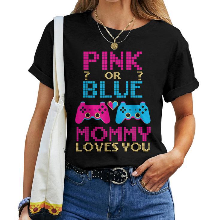 Pink Or Blue Gender Reveal Video Game Mom Gamer Mother Baby Women T-shirt